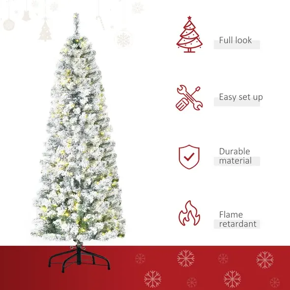 6 Ft Pre-lit Snow-flocked Slim Douglas Fir Artificial Christmas — photo 4
