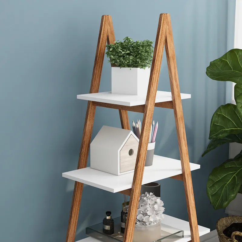 Solid Bamboo Wood Oxford a Frame Ladder Display Bookshelf — photo 4