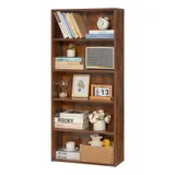 5 Tiers Narrow Bookshelf — 53 in Wooden Open Bookcase — photo 2