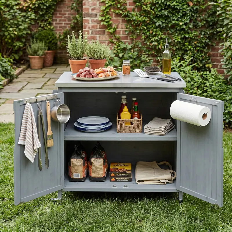 K & K 42.1 Outdoor Kitchen Island with Side Shelf — photo 3