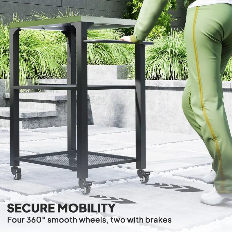 3-Shelf Outdoor Grill Cart with Stainless Steel Tabletop — photo 5