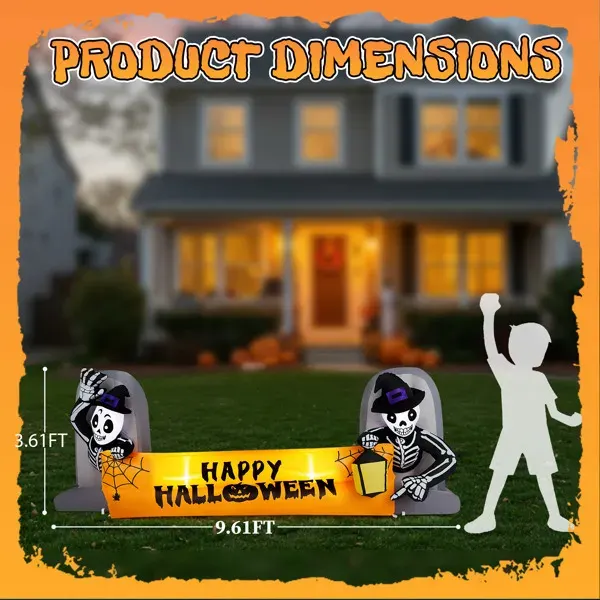 9.6FT Large Halloween Inflatable Decorations Skeleton Tombstone — photo 4