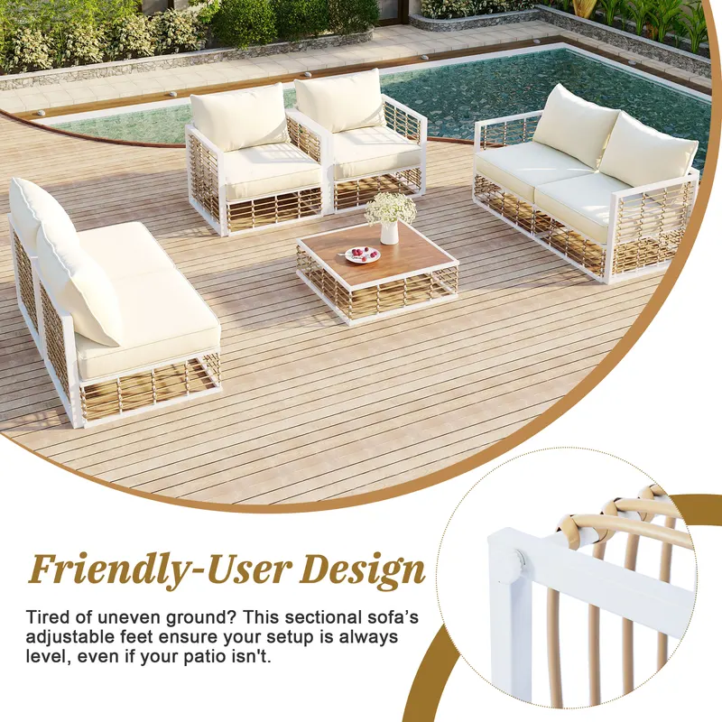 Modern Minimalist 7-Piece Metal Patio Sectional Sofa Set — photo 5