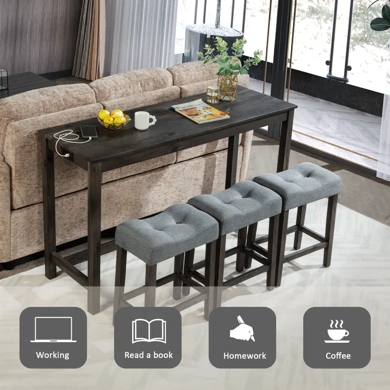 4 Piece Bar Table Set with Power Outlet — photo 7
