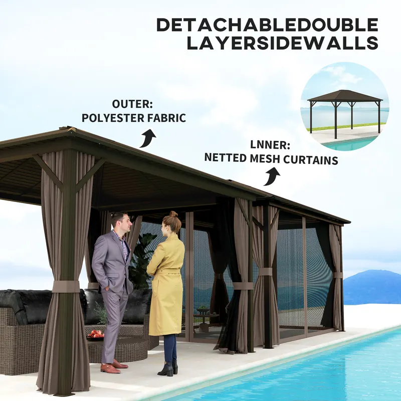 Hardtop Gazebo with Curtains and Netting β photo 6