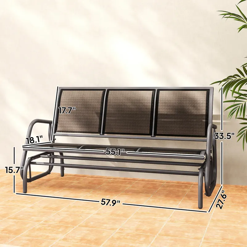 3-Person Outdoor Patio Glider Bench — photo 5