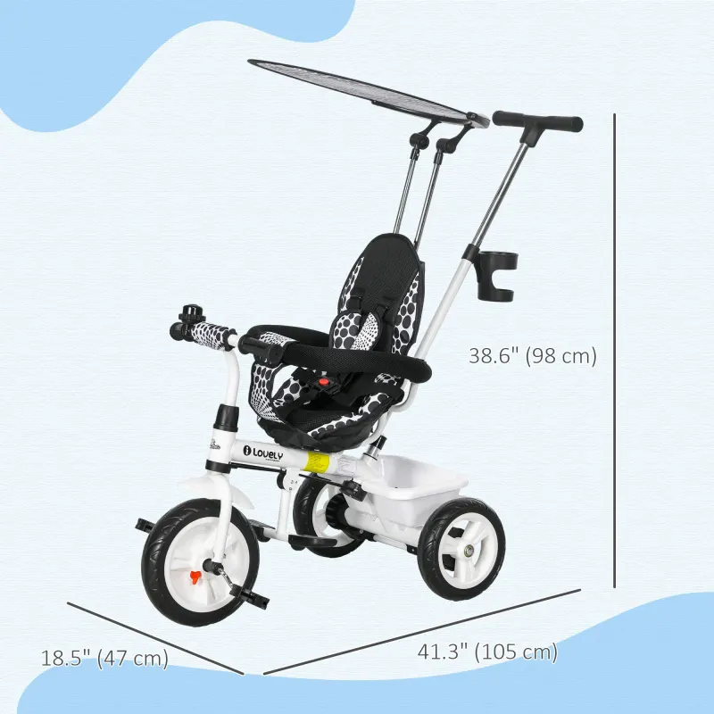 6 in 1 Kids Tricycle with Removable Handlebar and Canopy β photo 5
