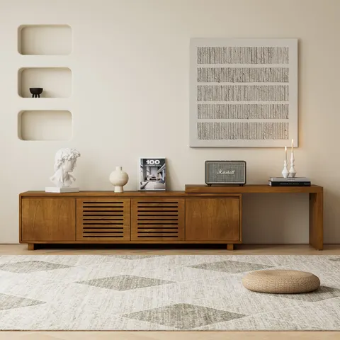 63 Mid-century Modern Extendable TV Stand for TVs Up to 75