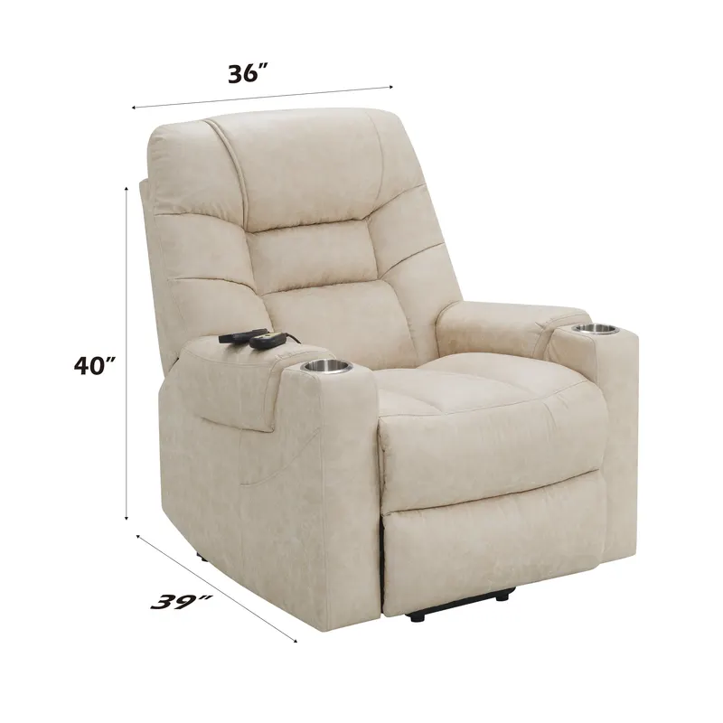 Nairi Ivory Leather Aire Power Motion Recliner with Lift β photo 4