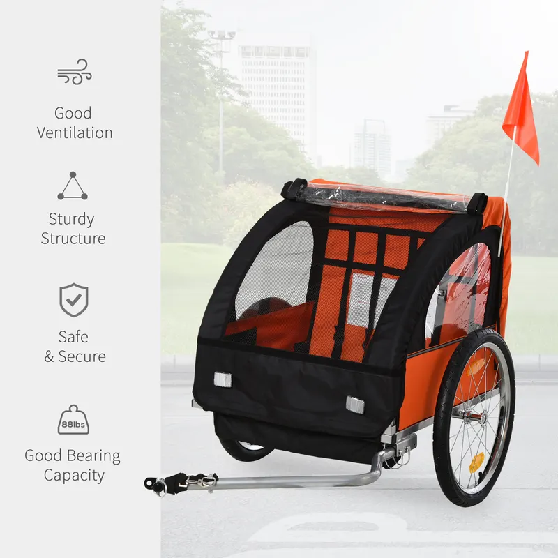 2-Seat Child Bike Trailer for Kids with a Strong Steel Frame — photo 8