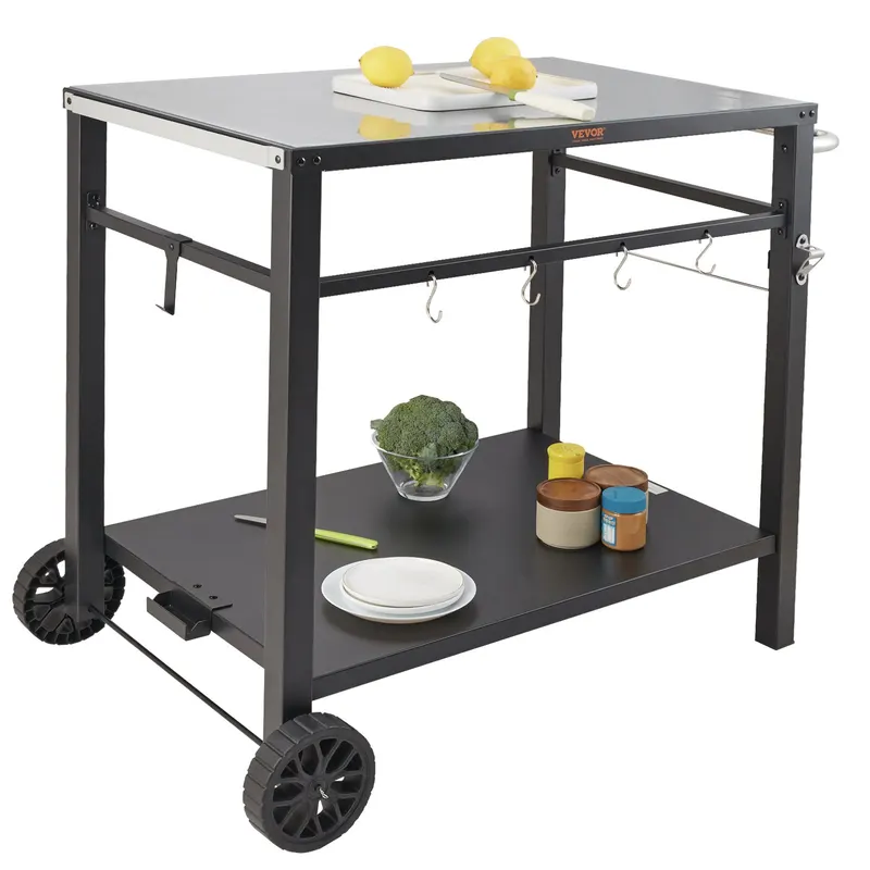 Outdoor Grill Dining Cart with Double-shelf — photo 2