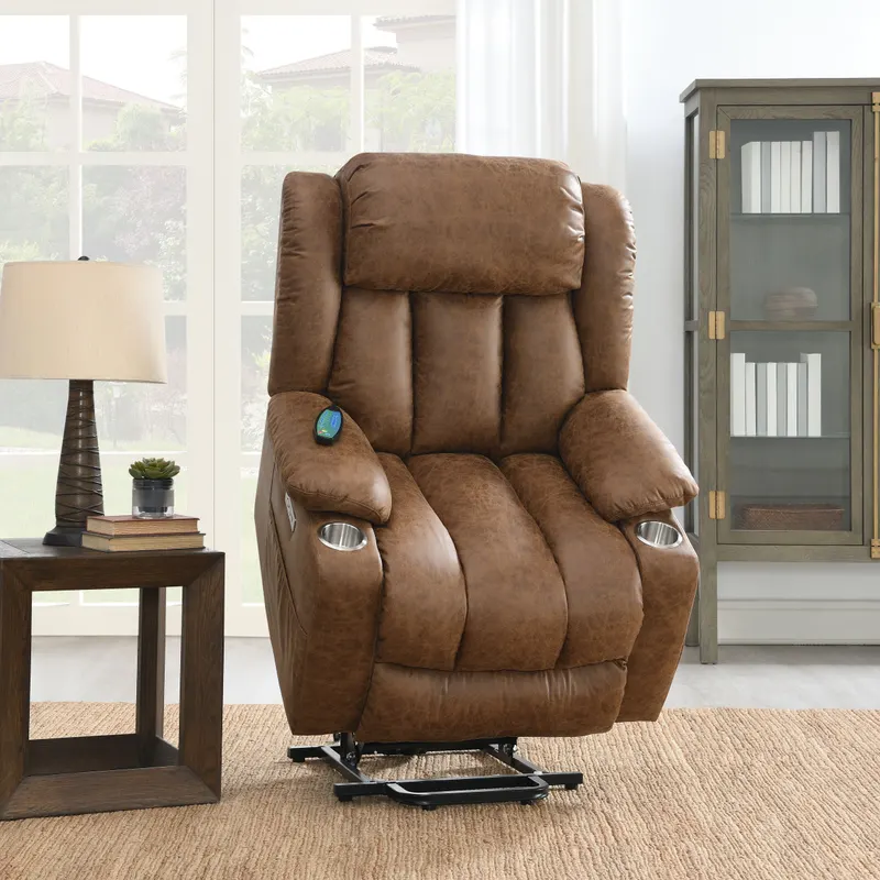 Pacay Brown Leather Aire Power Motion Recliner with Lift — photo 2