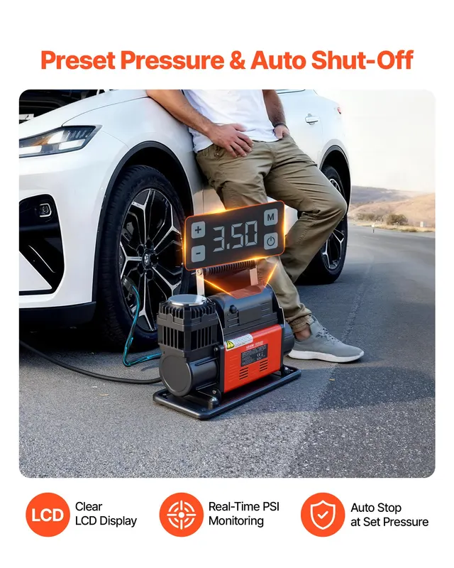 12V Heavy Duty Air Compressor — Auto-stop Portable Tire Inflator — photo 4