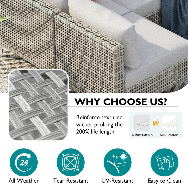 K&k 7-Piece Wicker Patio Furniture Set — photo 3