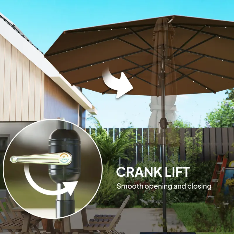 Garden Parasol — Double-sided Sun Umbrella with LED Solar Lights — photo 4