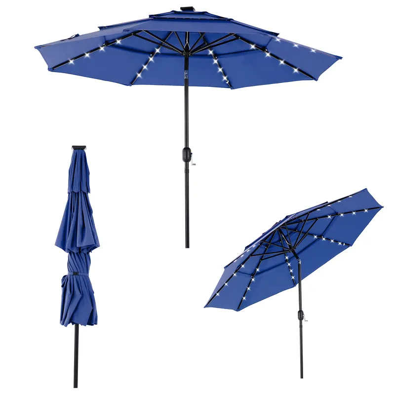 10FT 3-Tier Solar Patio Umbrella with 32 LED Lights β photo 5
