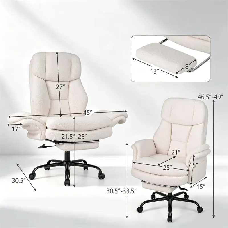 5-Level Flip-up Armrest Ergonomic Office Chair with Retractable β photo 4