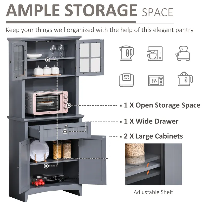 Elegant Buffet with Hutch — Kitchen Pantry Storage Cabinet — photo 4