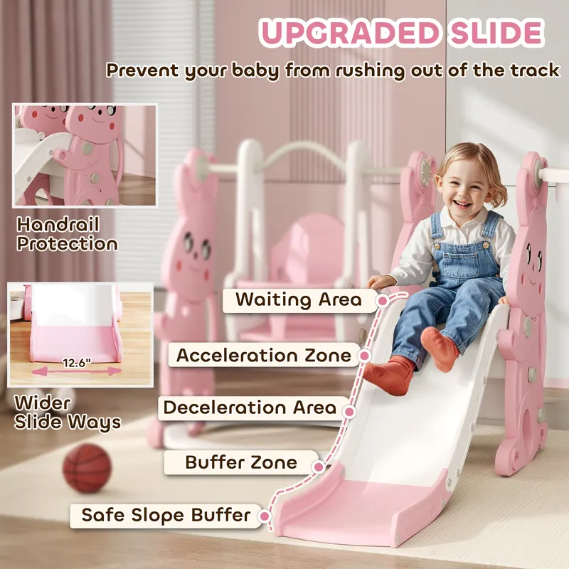 4 in 1 Toddler Slide and Swing Set with Climber — photo 8