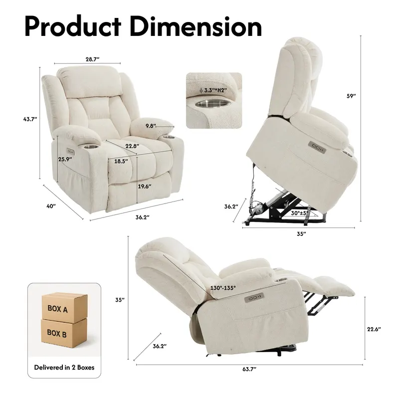 Power Lift Recliner Chair with Massage & Heat β photo 3
