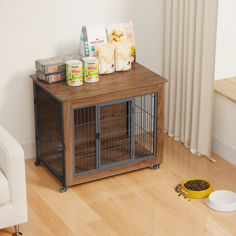 32.5 Dog Crate Furniture with Wheels for Small Dogs