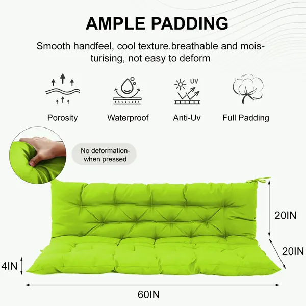 Outdoor Swing Cushions 60Inch — Waterproof 4in Thick Porch Swing — photo 2