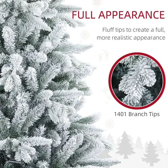 7 Ft Snow Flocked Artificial Christmas Tree with 1401 Tips β photo 4