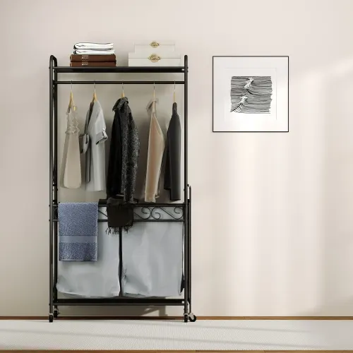 Multi-functional Laundry Hamper Organizer with Hanging Rail — photo 5