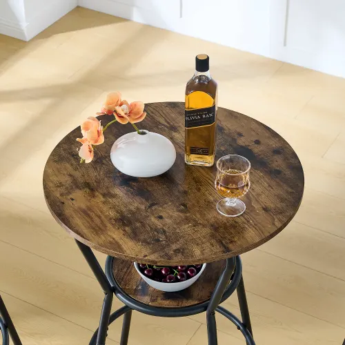 Round Bar Table and Stool Set with Shelf β photo 3