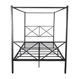 Metal Canopy Bed Frame — Platform Bed Frame Queen with X Shaped — photo 5