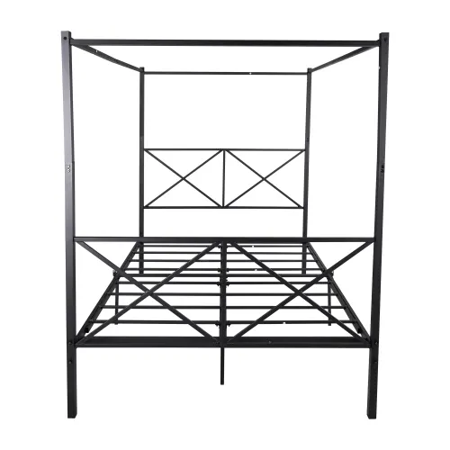 Metal Canopy Bed Frame — Platform Bed Frame Queen with X Shaped — photo 5
