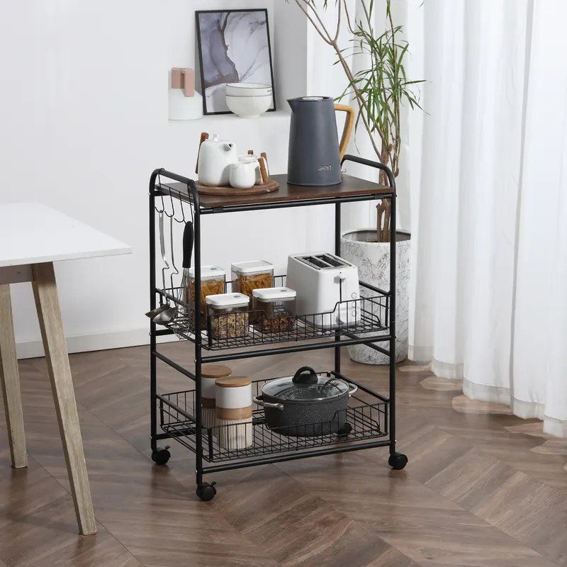 3 Tier Rolling Kitchen Cart with Storage — photo 3