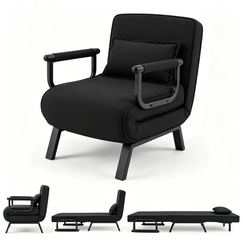 3-in-1 Convertible Sofa Bed — Adjustable Backrest Folding