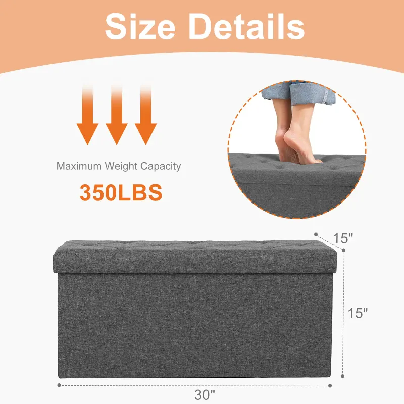 Storage Ottoman with Thicker Foam Padded Seat — photo 4