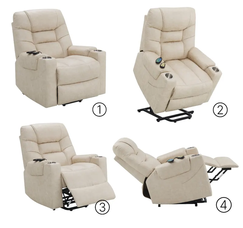 Nairi Ivory Leather Aire Power Motion Recliner with Lift β photo 2