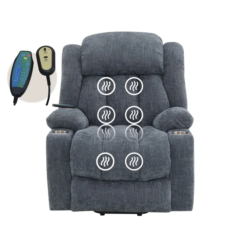 Omarion Blue Chenille Power Motion Recliner with Lift — photo 3