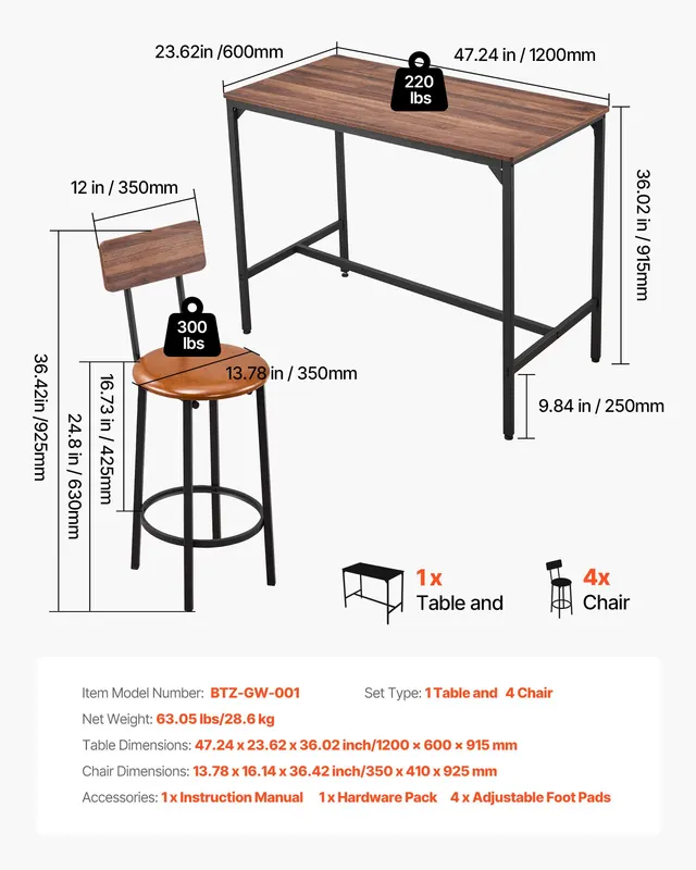 Bar Table β 5PCS 47β³ Bars Tables Set β photo 4