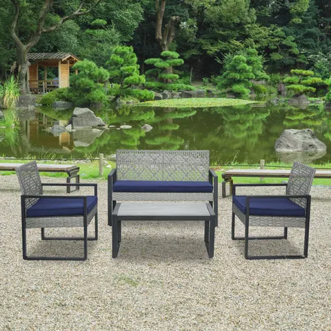 4-Piece Patio Furniture Set Outdoor Balcony Porch Garden