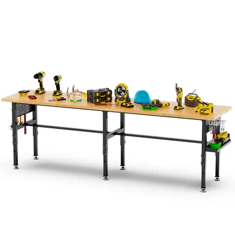 96 Adjustable Workbench with Side Pegboard