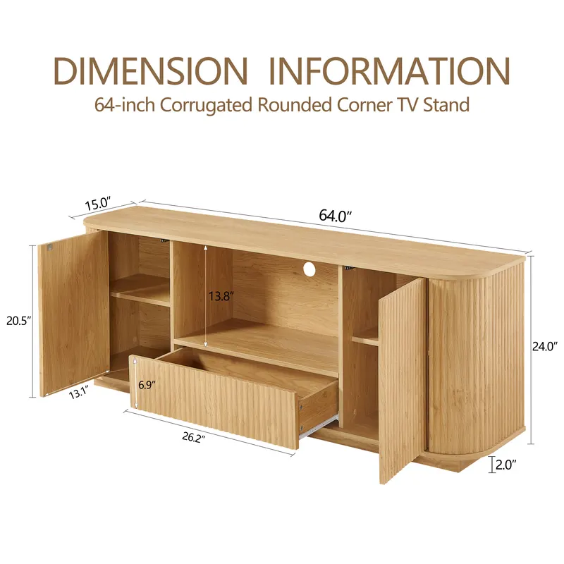 64-Inch Wavy TV Stand β Rounded Sideboard β photo 5