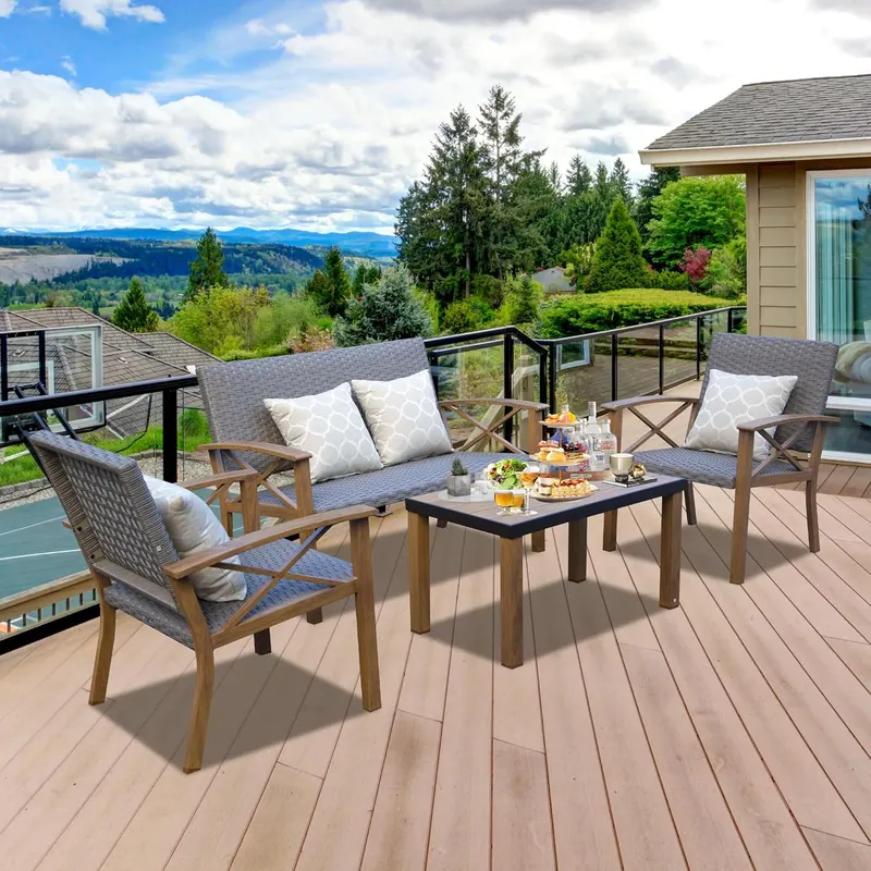 Aluminum Patio Furniture Set — 4-Piece Modern Conversation Set — photo 5