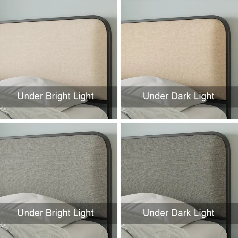 Modern Metal Bed Frame with Curved Upholstered Headboard β photo 4