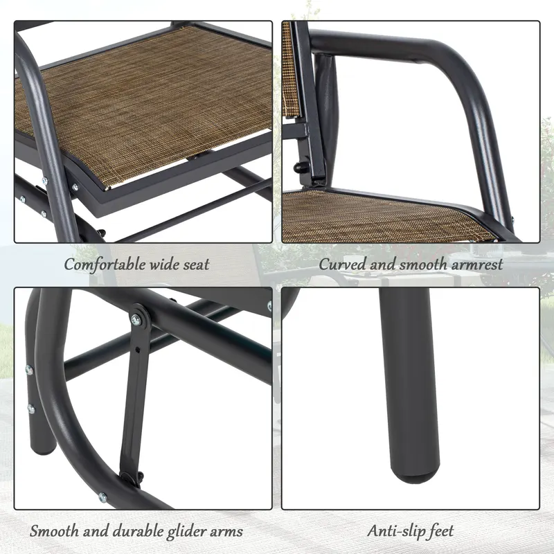 2 Pieces Outdoor Glider Chair — Steel Swing Chai with Curved — photo 3