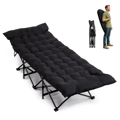 Folding Camping Cot Bed with Soft Pad