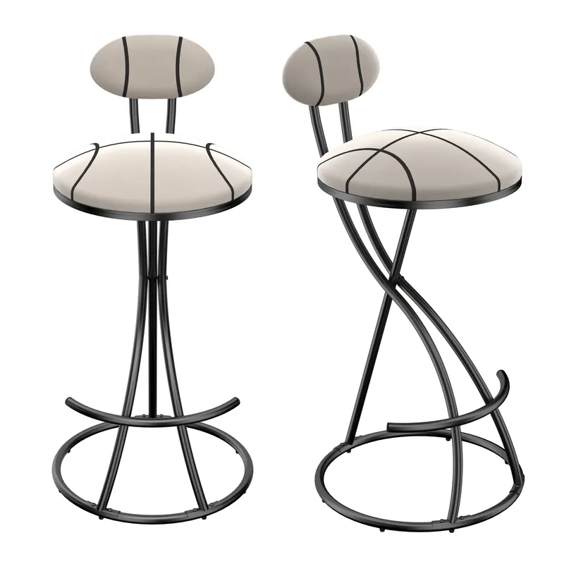Upholstered Bar Stools Set of 2 Striped Counter Height Barstools — photo 4