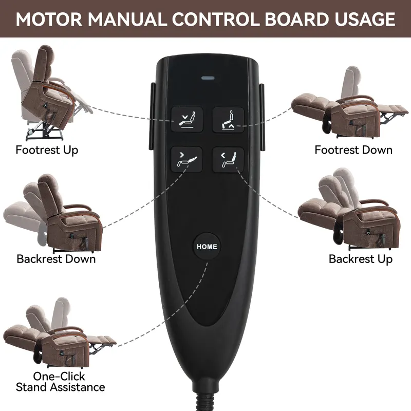 Power Brown Chenille Lift Recliner Chair Dual Motor Infinite — photo 4