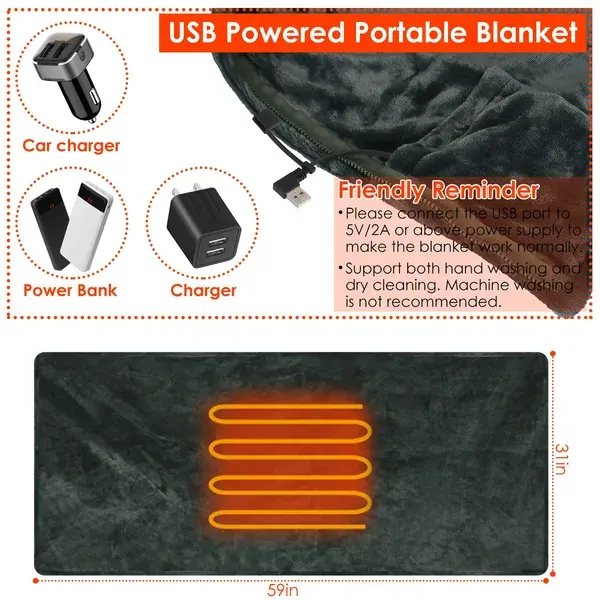 USB Heated Blanket Electric Heated Blanket Heated Poncho Shawl — photo 5