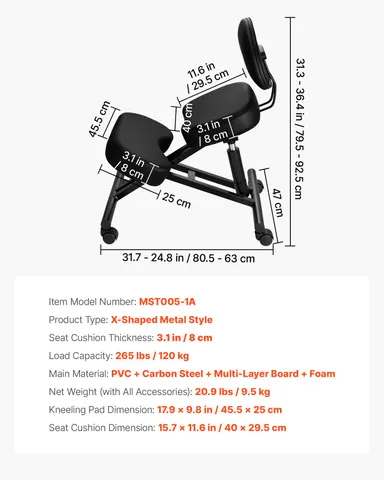 Ergonomic Kneeling Chair with Backrest & Wheels