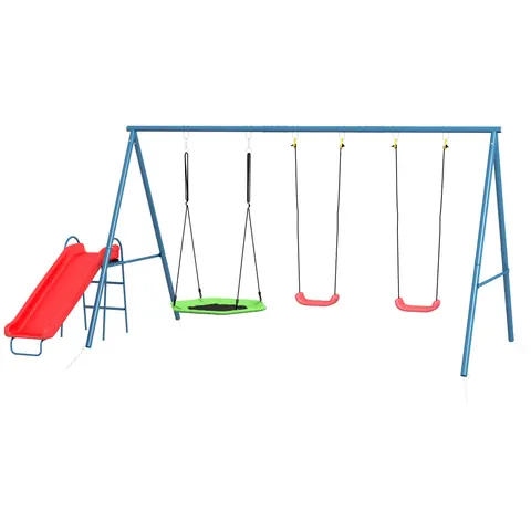 Metal Swing Set for Backyard β 3 in 1 Design with 1 Nest Swing