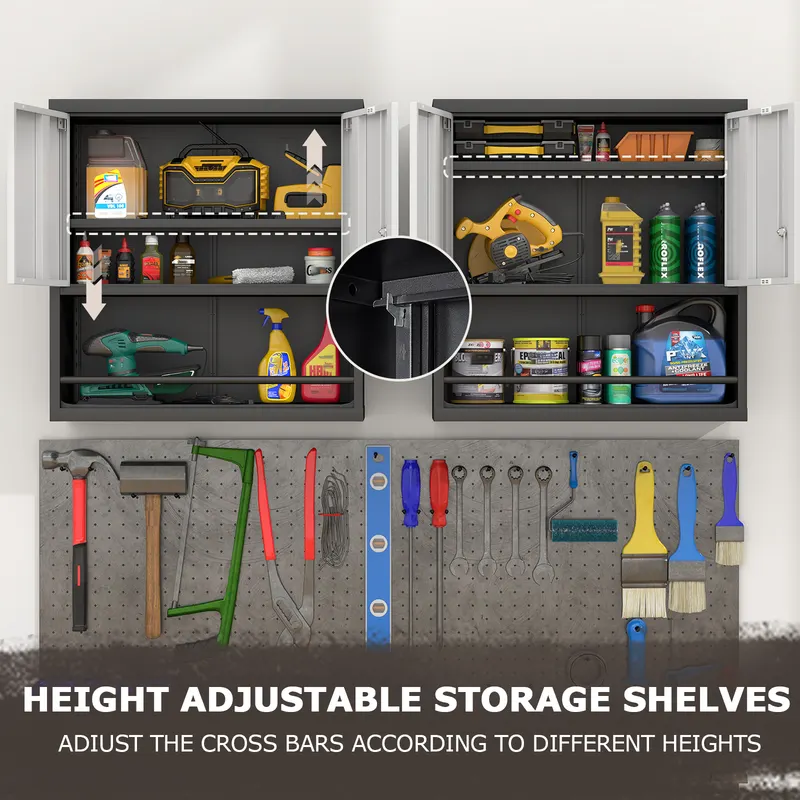 Metal Adjustable 2 Doors Metal Storage Cabinet Kitchen Pantry — photo 4